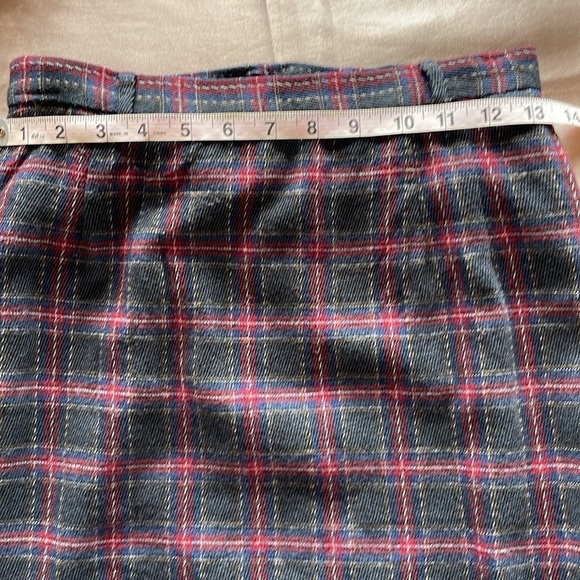 Vintage Liz Claiborne Plaid Wool Pencil Skirt Preppy Charcoal Red Blue Size 8P - Picture 7 of 11
